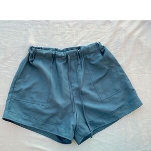 Zenana‎ Drawstring Shorts Casual Lounge Pockets Elastic Waist Blue Size M